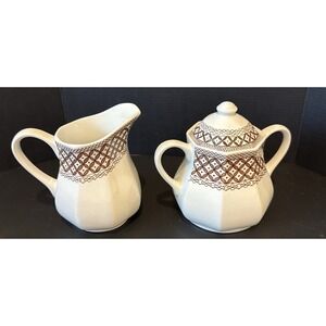 Royal Staffordshire Liberty Ironstone Brown Wicker Creamer Sugar Lid Meakin‎ VTG